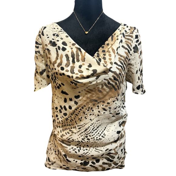 Dana Bachman Leopard Print Sheer Blouse—short sleeve—Size 12–NWT - Picture 1 of 7
